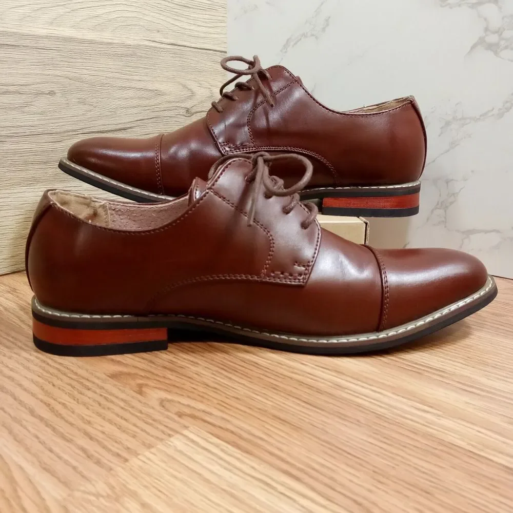 Bruno Marc Shoes Mens Sz 9.5W EU 43 Oxford Cap toe Princewide-6 Leather‎